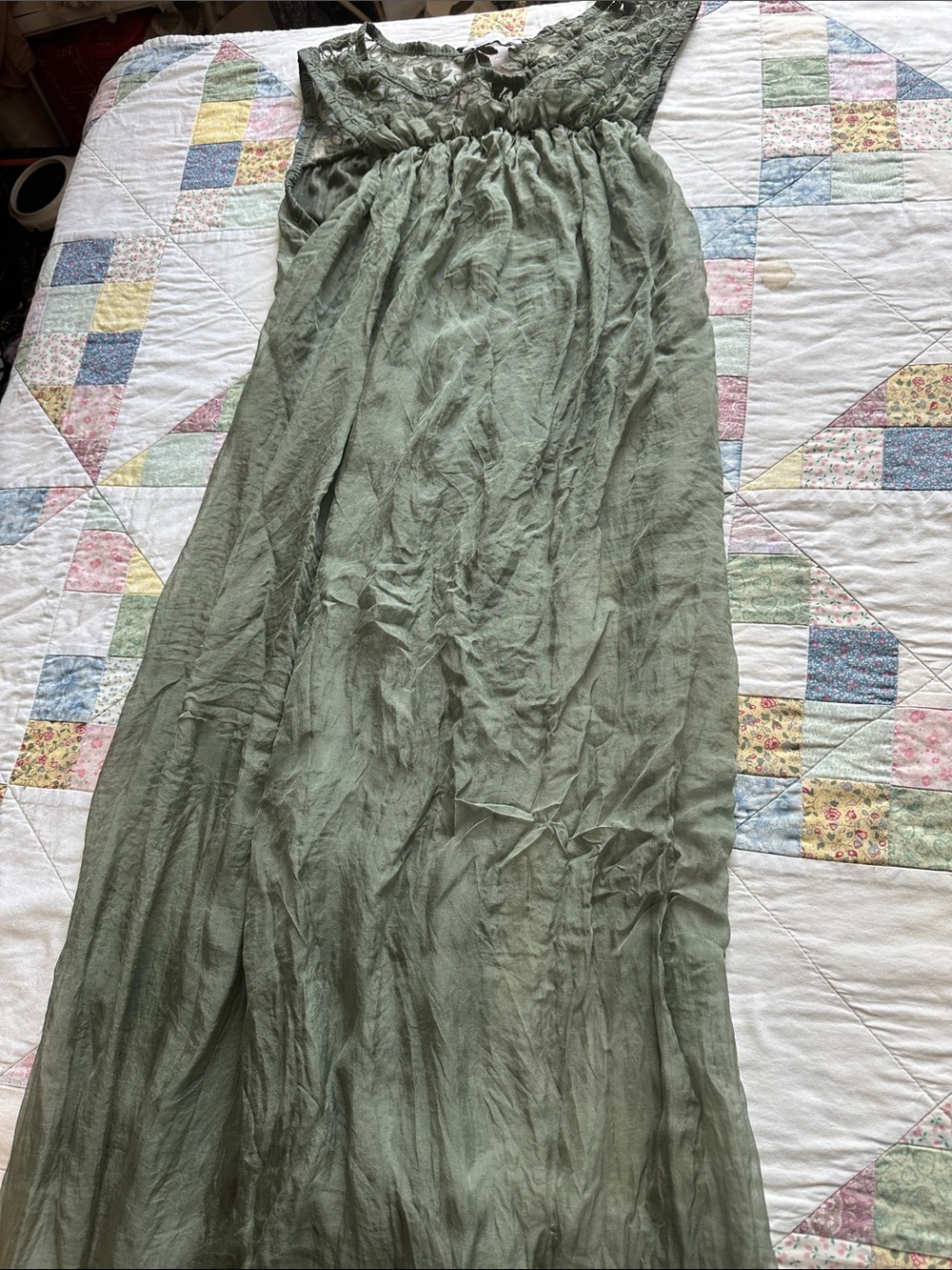 W—Women’s Olive Green Silk Maxi dress